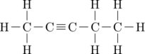 \definesubmol{a}{-C(-[2,.6]H)(-[6,.6]H)-[,.2]} \definesubmol{e}{-C(-[6,.6]H)=[,.6]C(-[6,.6]H)-[,.2]} \definesubmol{y}{-C~[,.6]C-[,.2]} \chemfig{[,.4]H-[,.2]!a!y!a!a-[,.4]H}