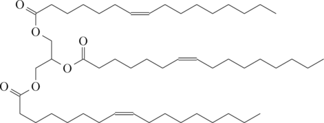 \definesubmol{a}{-[:30]-[:-30]} \definesubmol{b}{-[:-30]-[:30]} \definesubmol{FA1}{!a!a!a=!a!a!a!a} \definesubmol{FA2}{!b!b!b=!b!b!b!b} \chemfig{[,.5]O=[:-30](!{FA1})-[6]O-[:-30]-[6](-[:-30]O-[:30](=[2]O)!{FA2})-[:210]-[6]O-[:210](=[:150]O)-[6]!{FA2}}