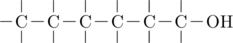 \definesubmol{a}{-C(-[2])(-[6])-[,.2]} \chemfig{[,.4]!a!a!a!a!a!a-[,.4]OH}