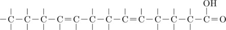 \definesubmol{a}{-C(-[2,.4])(-[6,.4])} \definesubmol{d}{-C(-[6,.4])=C(-[6,.4])} \definesubmol{u}{-C(-[2,.4])=C(-[2,.4])} \chemfig{[4,.6]C(=[0]O)(-[2,.6]OH)!a!a!a!u!a!a!d!a!a!a-[,.4]}