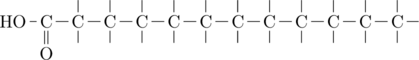 \definesubmol{a}{-C(-[2,.4])(-[6,.4])} \definesubmol{e}{-C(-[2,.4])=C(-[2,.4])} \chemfig{[,.6]C(=[6]O)(-[4,.5]HO)!a!a!a!a!a!a!a!a!a!a!a-[,.4]}