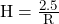 H = \frac{2.5}{R}